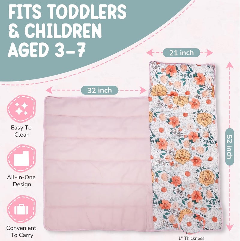 Morxy Toddler Nap Mat with Pillow & Blanket Large Portable Roll Up Nap Mats with Name Tag- Thick Kids Sleep Mat for Daycare, Preschool Travel and Camping for Age 3 and up - Image 3